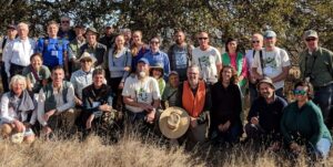 Dave with large group of volunteers at the Stanford Dish. Jen and Hilary Bayer are present.